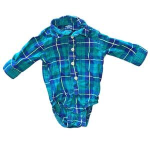 6M Baby Green Plaid Button-Up Top OshKosh B'gosh